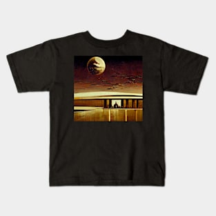 Retro golden space port Kids T-Shirt